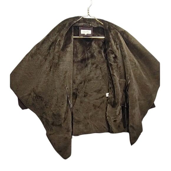 Calvin Klein Open Front Faux Fur Heavy Duty Warm Jacket Night Club Winter Snow - Picture 4 of 16